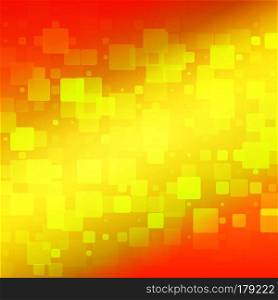 Yellow red orange vector abstract glowing background with random sizes rounded tiles square