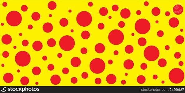 Yellow, red  polka dot point pattern. Dotted, pop art background. dot Pattern. Memphis pois design Seamless shape. Retro pop art 80 70 years style. Circle buttons. Christmas xmas