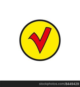 Yellow red tick yellow circle. Check mark icon. Vector illustration. Stock image. EPS 10.. Yellow red tick yellow circle. Check mark icon. Vector illustration. Stock image. 