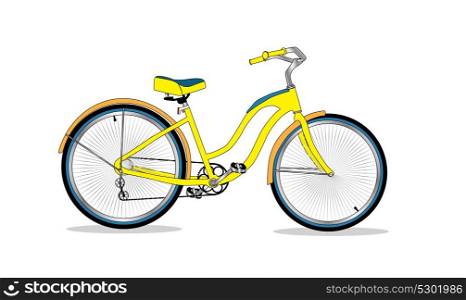 Yellow Retro Bicycle Background Vector Illustrator. EPS10. Retro Bicycle Background Vector Illustrator.