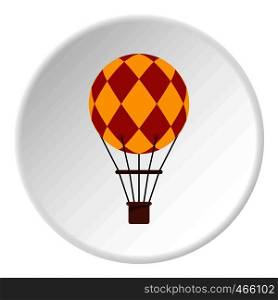 Yellow retro hot air balloon icon in flat circle isolated on white vector illustration for web. Yellow retro hot air balloon icon circle