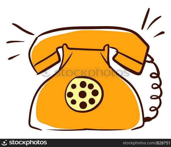 Yellow retro telephone, illustration, vector on white background.