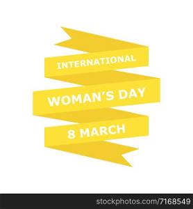 Yellow ribbon international woman&rsquo;s day. Isolated vector illustration. Graphic element. Vector holiday poster. Paper art style. EPS 10