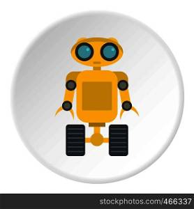 Yellow robot icon in flat circle isolated on white background vector illustration for web. Yellow robot icon circle