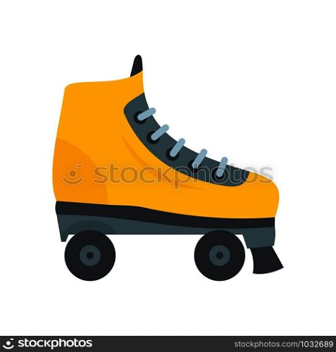 Yellow roller skates icon. Flat illustration of yellow roller skates vector icon for web design. Yellow roller skates icon, flat style