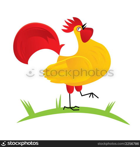 Yellow Rooster. Vector illustration. 2017 New Year Symbol.