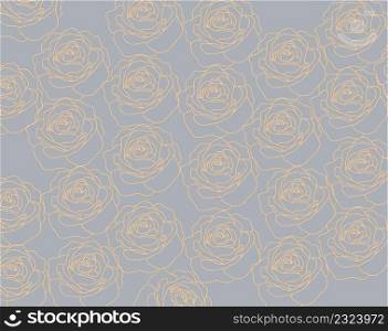 yellow rose pattern outline repeating decoration