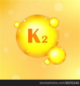 yellow round vitamin k2. Skin care concept. Medical health care science concept. Vector illustration. EPS 10.. yellow round vitamin k2. Skin care concept. Medical health care science concept. Vector illustration.