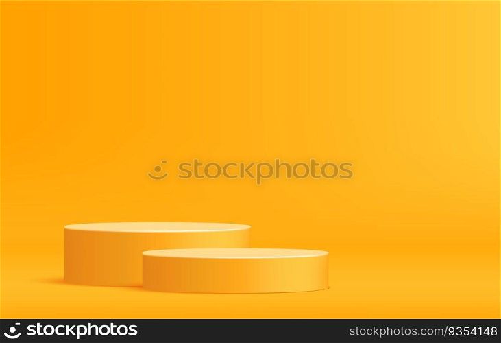 Yellow rounded podium for product display on minimal scene, Pedestal stage for product display template