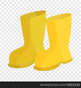 Yellow rubber boots icon. Cartoon illustration of rubber boots vector icon for web. Yellow rubber boots icon, cartoon style