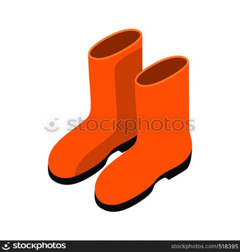 Yellow rubber boots icon in isometric 3d style on a white background. Yellow rubber boots icon, isometric 3d style