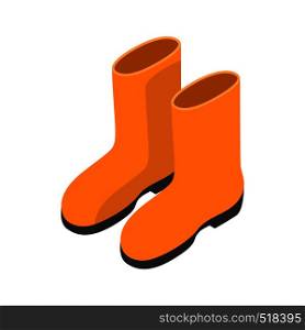 Yellow rubber boots icon in isometric 3d style on a white background. Yellow rubber boots icon, isometric 3d style
