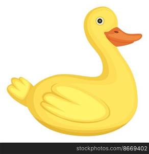 Yellow rubber duck. Bath toy in cute cartoon style isolated on white background. Yellow rubber duck. Bath toy in cute cartoon style