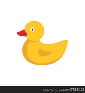 Yellow rubber duck. Cartoon cute ducky for bath