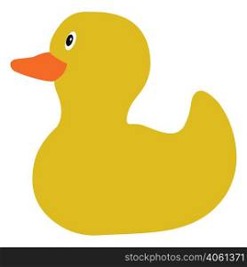 Yellow rubber duck, ducky bath toy flat color icon, vector for print or website design. Yellow rubber duck