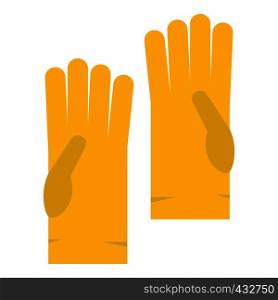 Yellow rubber gloves icon flat isolated on white background vector illustration. Yellow rubber gloves icon isolated