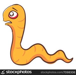 Yellow scared worm, illustration, vector on white background.