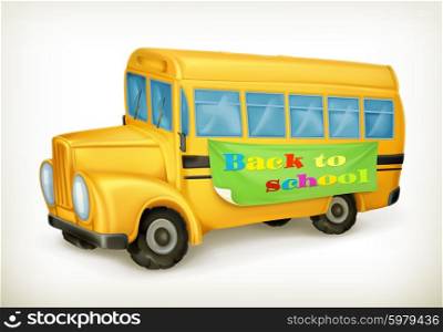 Yellow school bus, back to school vector icon