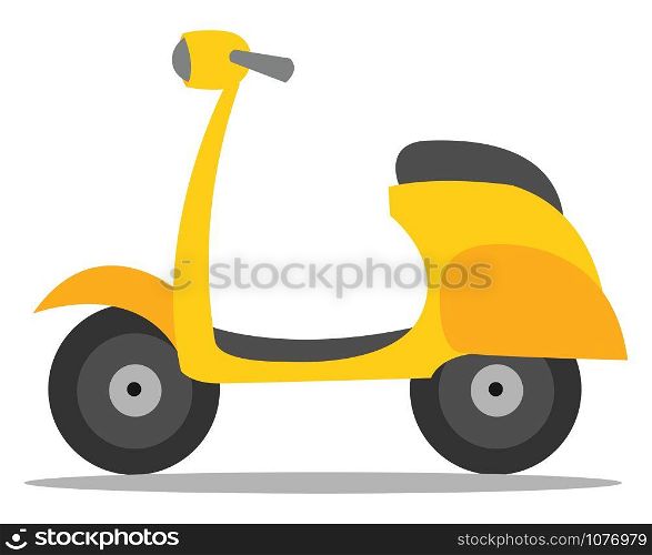 Yellow scooter, illustration, vector on white background.