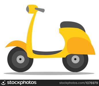 Yellow scooter, illustration, vector on white background.