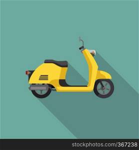 Yellow Scooter in flat style. Illustrations of retro little motorcycle with long shadow.. Yellow Retro Scooter