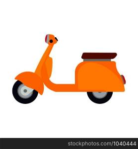 Yellow scooter vector illustration side view flat icon bike design. Transport isolated sport person motor speed. City cycle delivery electric bicycle. Urban lifestyle travel moped eco rent