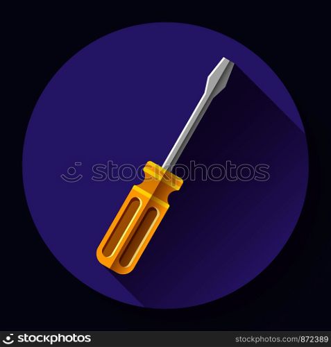 Yellow screwdriver icon - repair and service symbol. Flat design style.. Yellow screwdriver icon - repair and service symbol. Flat design style