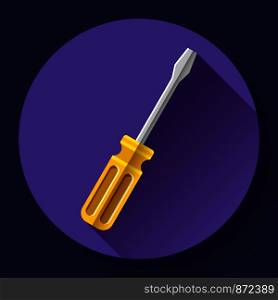 Yellow screwdriver icon - repair and service symbol. Flat design style.. Yellow screwdriver icon - repair and service symbol. Flat design style