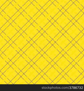 Yellow seamless mesh vector pattern with diagonal dashed lines. Yellow seamless mesh pattern