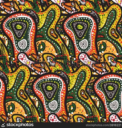 Yellow seamless pattern of small spots, dots and paisley in Turkish style