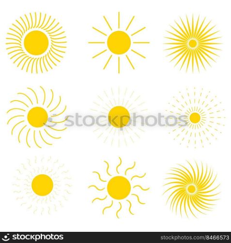 Yellow set sun. Hot weather symbol. Design element. Vector illustration. stock image. EPS 10.. Yellow set sun. Hot weather symbol. Design element. Vector illustration. stock image. 