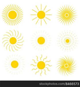 Yellow set sun. Hot weather symbol. Design element. Vector illustration. stock image. EPS 10.. Yellow set sun. Hot weather symbol. Design element. Vector illustration. stock image. 