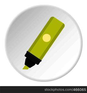 Yellow sheet of paper for notes icon in flat circle isolated on white vector illustration for web. Yellow sheet of paper for notes icon circle