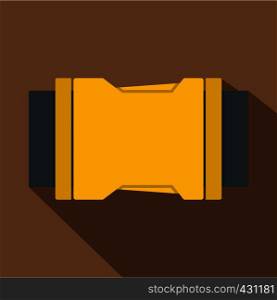 Yellow Side release buckle icon. Flat illustration of yellow side release buckle vector icon for web on coffee background. Yellow side release buckle icon, flat style