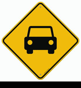 Yellow Sign with Car