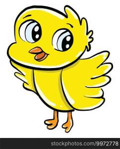 Yellow small bird, illustration, vector on white background