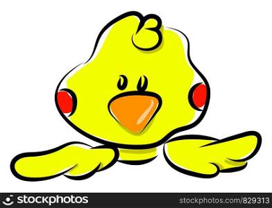 Yellow small duck, illustration, vector on white background.