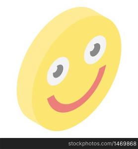 Yellow smile emoji icon. Isometric of yellow smile emoji vector icon for web design isolated on white background. Yellow smile emoji icon, isometric style