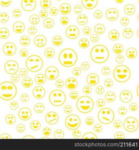 Yellow Smile Seamless Pattern. Set of Web Icons. Yellow Smile Seamless Pattern