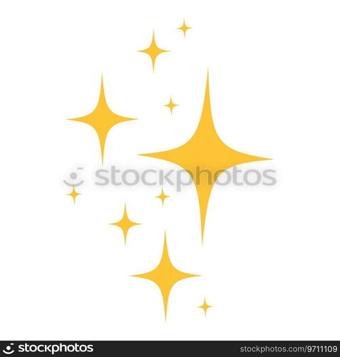 Yellow sparkle, sparkling stars, shiny flashes of fireworks. Collection original stars. Vector illustration