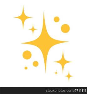 Yellow sparkle, sparkling stars, shiny flashes of fireworks. Collection original stars. Vector illustration