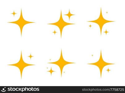 Yellow Sparkling stars flare Icon Isolated on White. Vector Illustration EPS10. Yellow Sparkling stars flare Icon Isolated on White. Vector Illustration