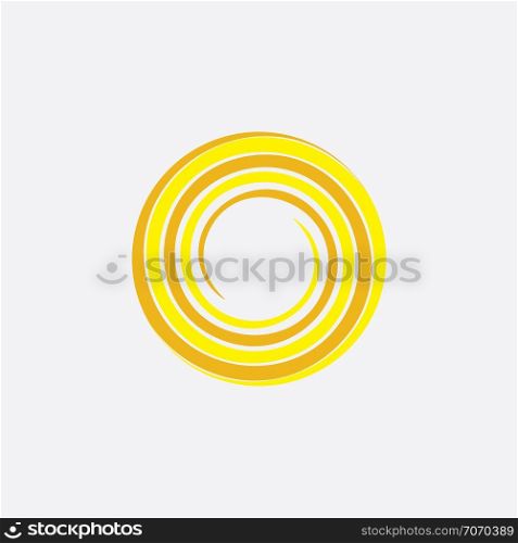 yellow spiral sun stylized icon vector
