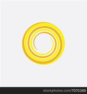 yellow spiral sun stylized icon vector