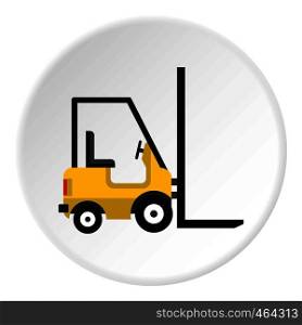 Yellow stacker loader icon in flat circle isolated vector illustration for web. Yellow stacker loader icon circle