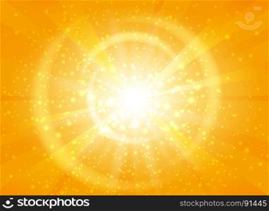 Yellow starburst background with sparkles. Yellow starburst background with sparkles. Shiny sun rays vector illustration with bokeh lights