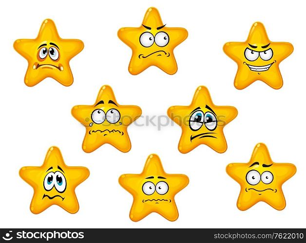 Yellow stars set with negative emotions for comics design