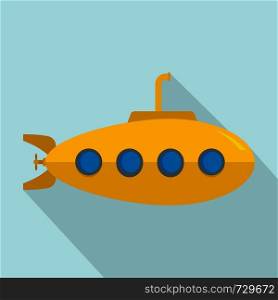 Yellow submarine icon. Flat illustration of yellow submarine vector icon for web design. Yellow submarine icon, flat style