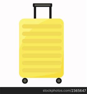 Yellow suitcase isolated on white background vector illustration. Travel luggage bag isolated object