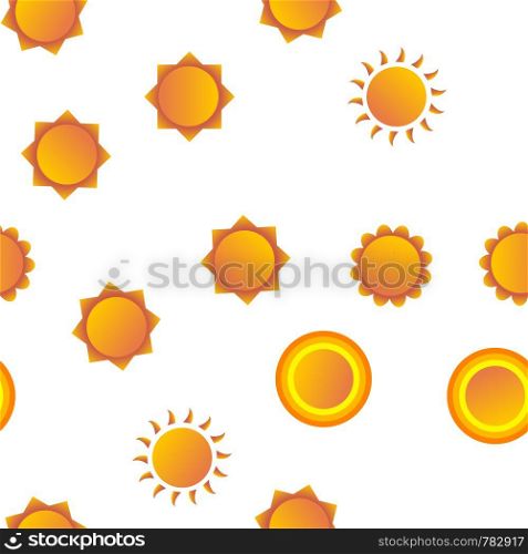 Yellow Sun Icon Seamless Pattern Vector. Sunset Sign. Sunrise Light. Summer Heat. Orange Ray. Season Object. Shiny Graphic. Illustration. Yellow Sun Icon Vector Seamless Pattern